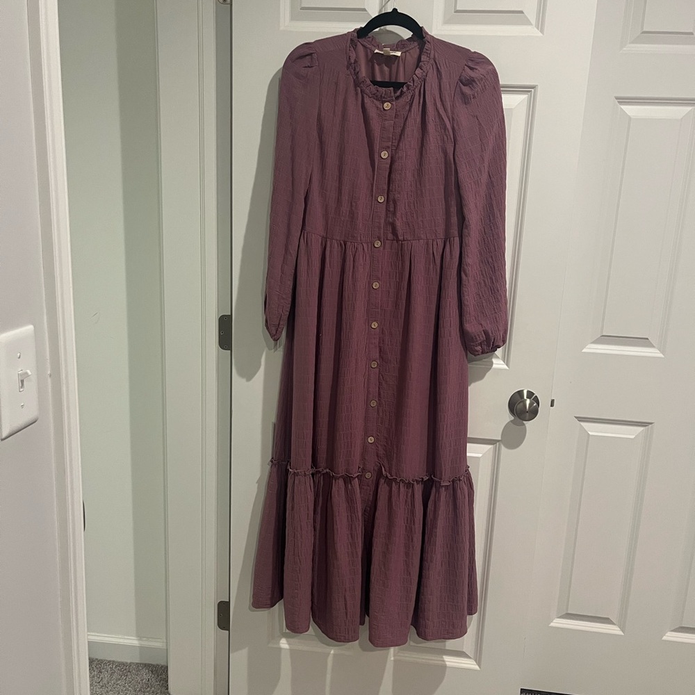 Elegant Purple Button-Down Dress